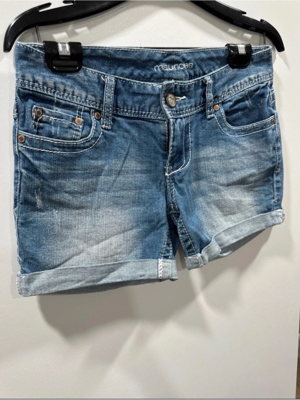 Maurices Light Blue Rolled-Cuff Denim Shorts